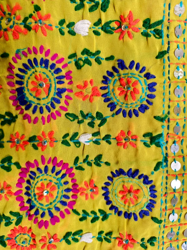 Yellow_Heavy_Embroidered_Mirror_Work_Dupatta_Traditional_Punjabi_Style