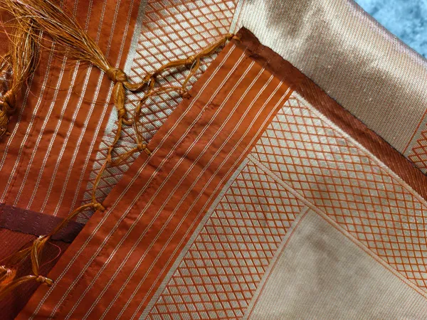 Rust_Orange_Banarasi_Silk_Dupatta_With_Antique_Gold_Buti_Floral_Border