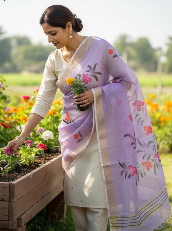 Soft_Lilac_Hand_Painted_Dupatta_With_Floral_Motifs