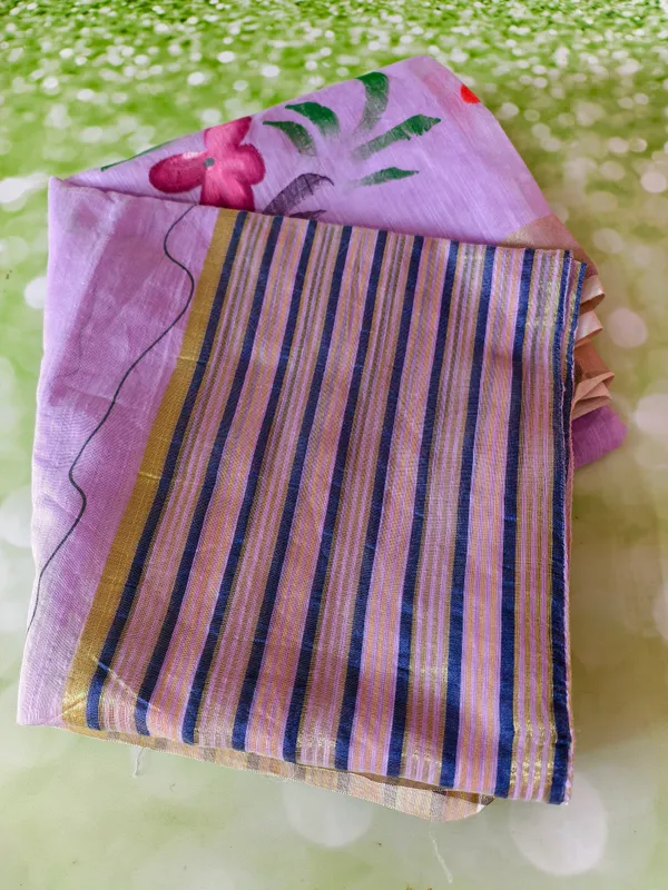 Soft_Lilac_Hand_Painted_Dupatta_With_Floral_Motifs