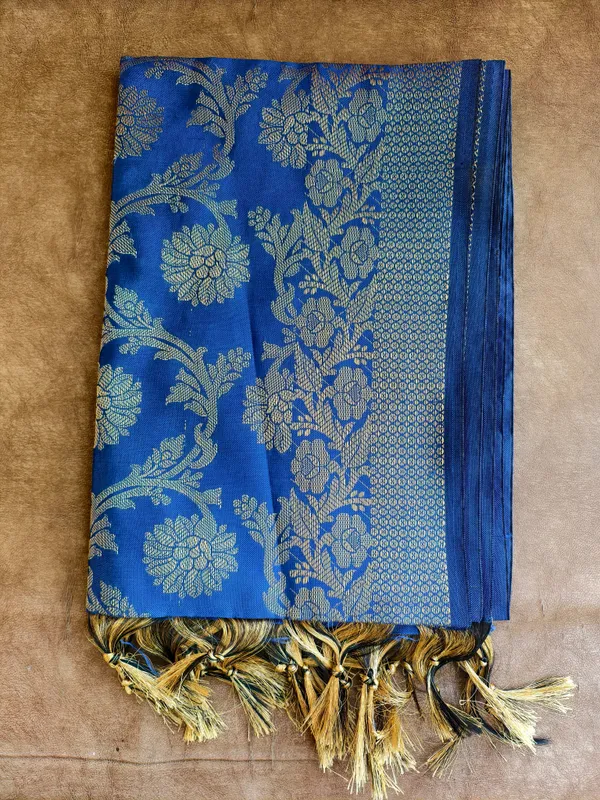 Royal_Blue_Banarasi_Dupatta_With_Antique_Gold_Zari_Floral_Jaal