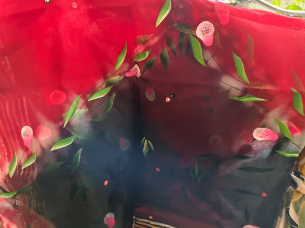 Red_Black_Floral_Organza_Dupatta_With_Gota_Patti_Border
