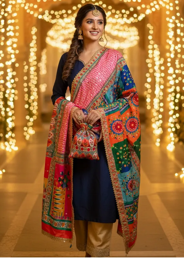 Festive_Mosaic_Print_Dupatta_With_Mirror_Work