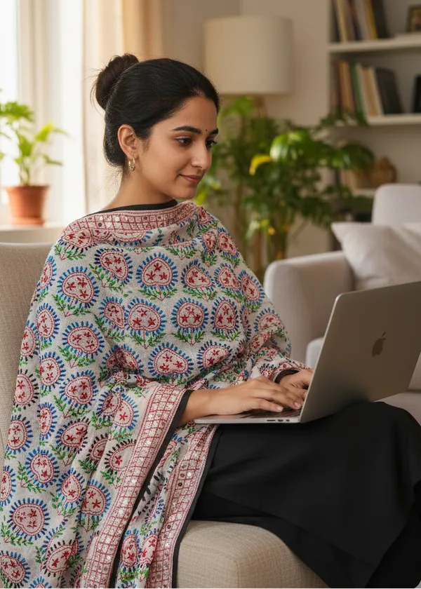 Ivory_Phulkari_Inspired_Embroidered_Dupatta_With_Mirror_Accents