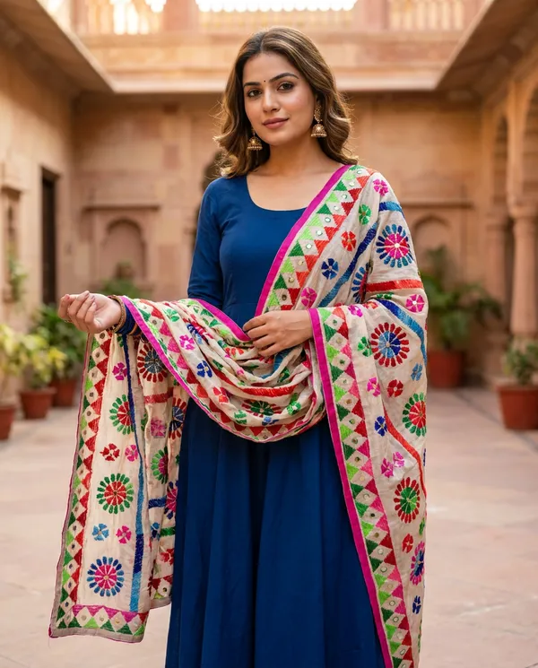 The_Rang_Edit_Vibrant_Floral_Thread_Work_Dupatta_With_Gold_Detailing
