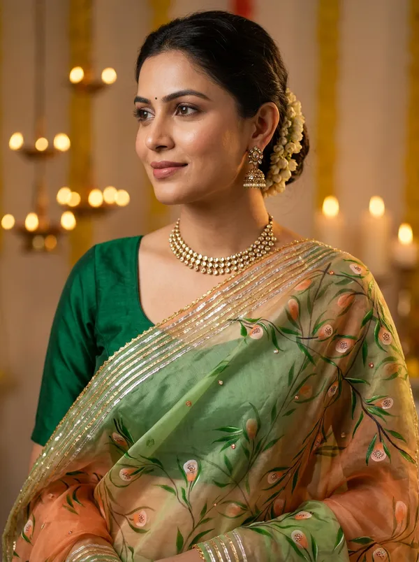 Garden_Bloom_Handpainted_Organza_Dupatta