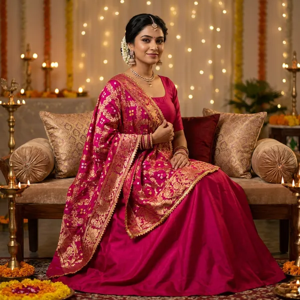 Fuchsia_Zari_Bandhani_Bridal_Dupatta