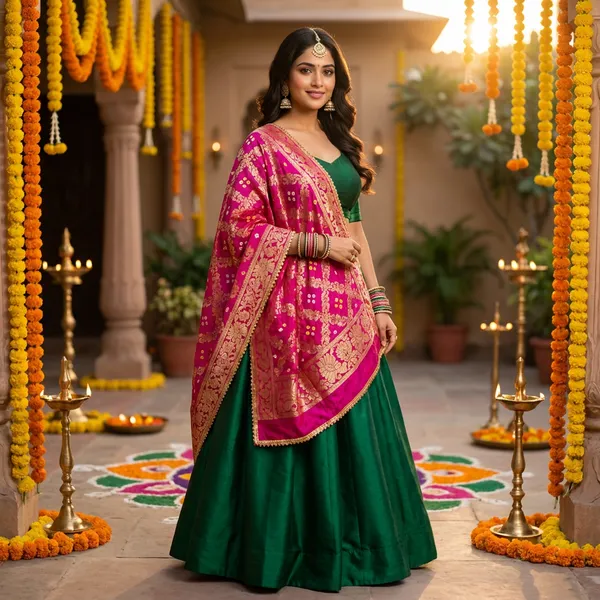 Fuchsia_Zari_Bandhani_Bridal_Dupatta