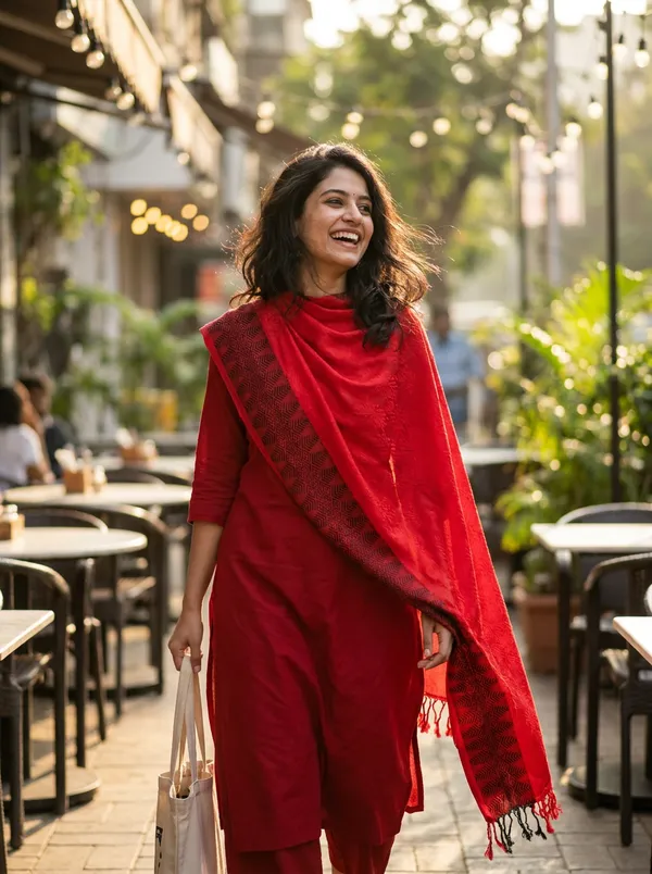 Crimson_&_Black_Weave_Dupatta