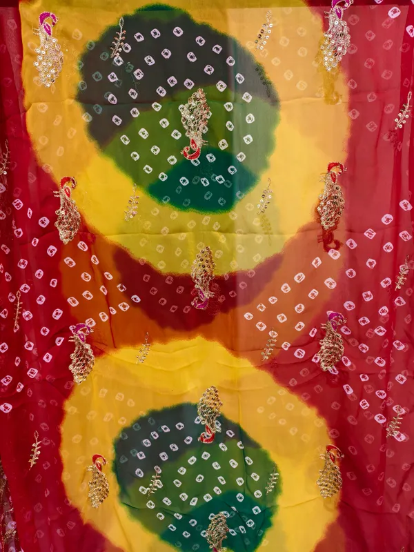 Multi_toned_Bandhej_Dupatta_with_peacock_Zari_work