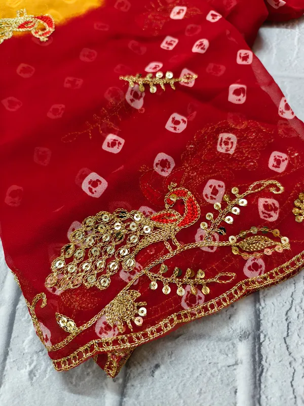 Multi_toned_Bandhej_Dupatta_with_peacock_Zari_work