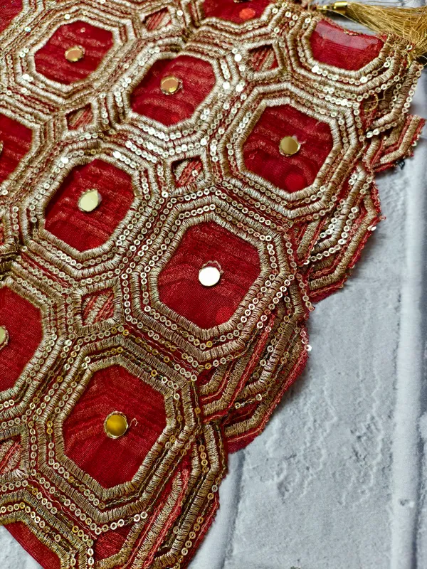Red_unique_cutwork_Premium_Dupatta