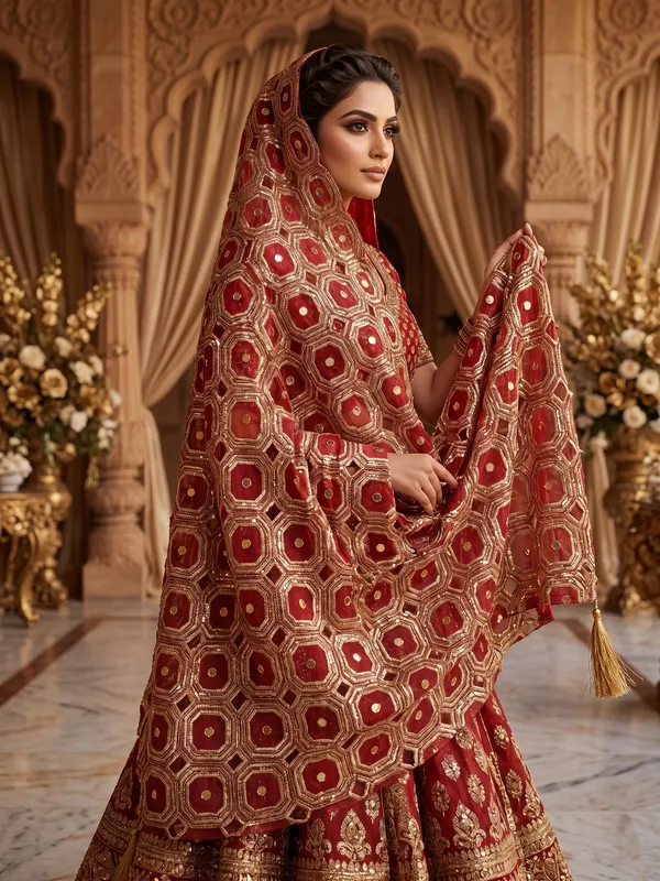 Red_unique_cutwork_Premium_Dupatta