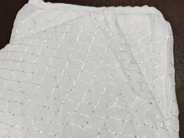 White_Soft_Cotton_Lattice_Sequin_Dupatta