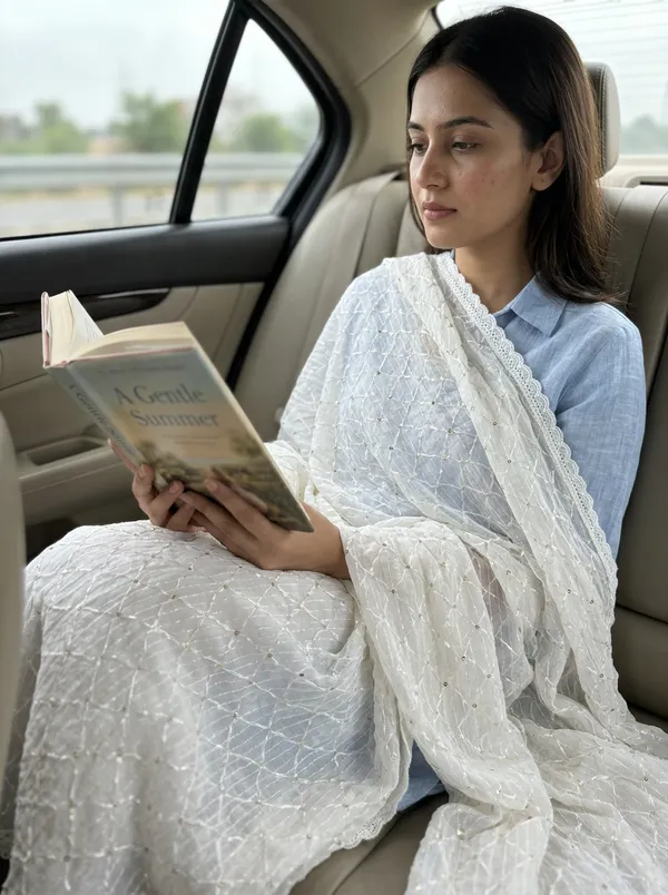 White_Soft_Cotton_Lattice_Sequin_Dupatta
