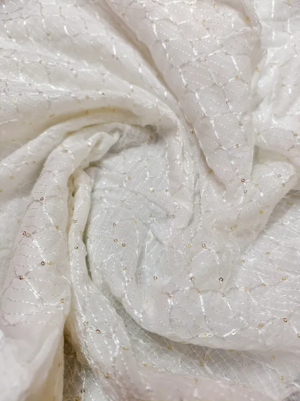 White_Soft_Cotton_Lattice_Sequin_Dupatta
