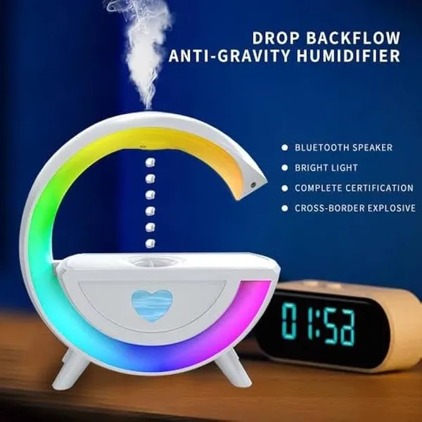 White_Abs_Plastic_&_Electronic_Parts_Anti-Gravity_Humidifier_With_Speaker_For_Home_Decor