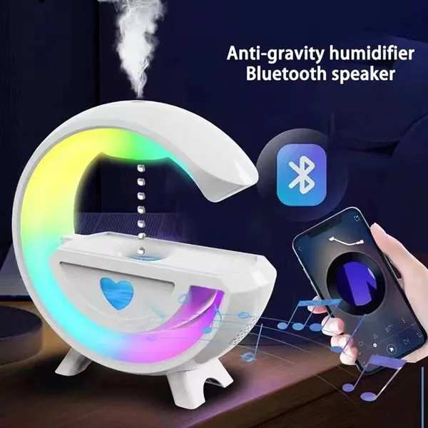 White_Abs_Plastic_&_Electronic_Parts_Anti-Gravity_Humidifier_With_Speaker_For_Home_Decor