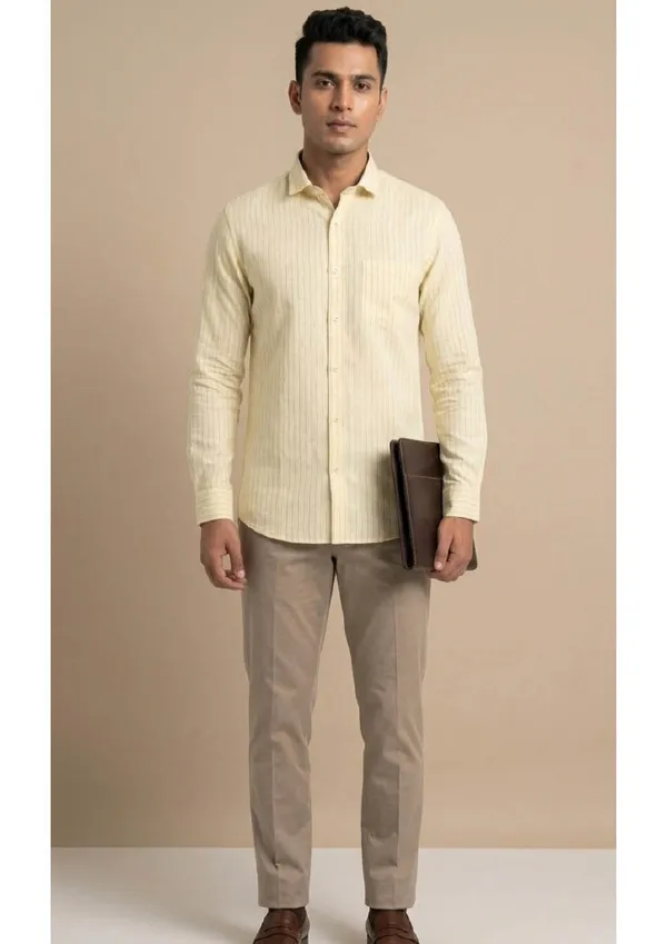 Title_Trends_Men's_Casual_Striped_Yellow_Slim_Fit_Shirt