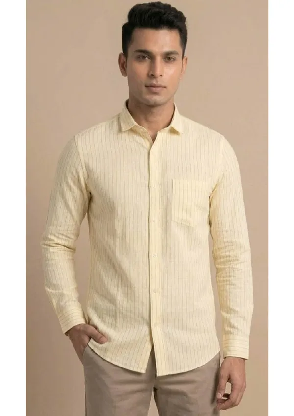 Title_Trends_Men's_Casual_Striped_Yellow_Slim_Fit_Shirt