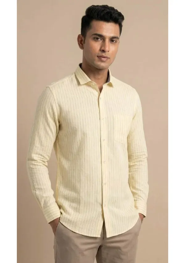 Title_Trends_Men's_Casual_Striped_Yellow_Slim_Fit_Shirt