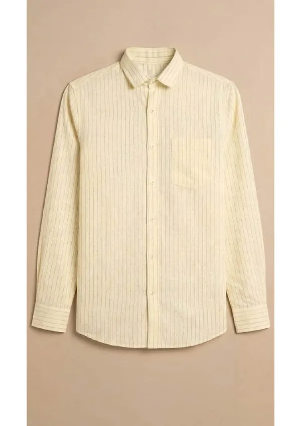 Title_Trends_Men's_Casual_Striped_Yellow_Slim_Fit_Shirt
