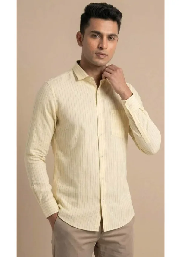 Title_Trends_Men's_Casual_Striped_Yellow_Slim_Fit_Shirt