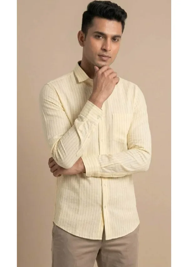 Title_Trends_Men's_Casual_Striped_Yellow_Slim_Fit_Shirt