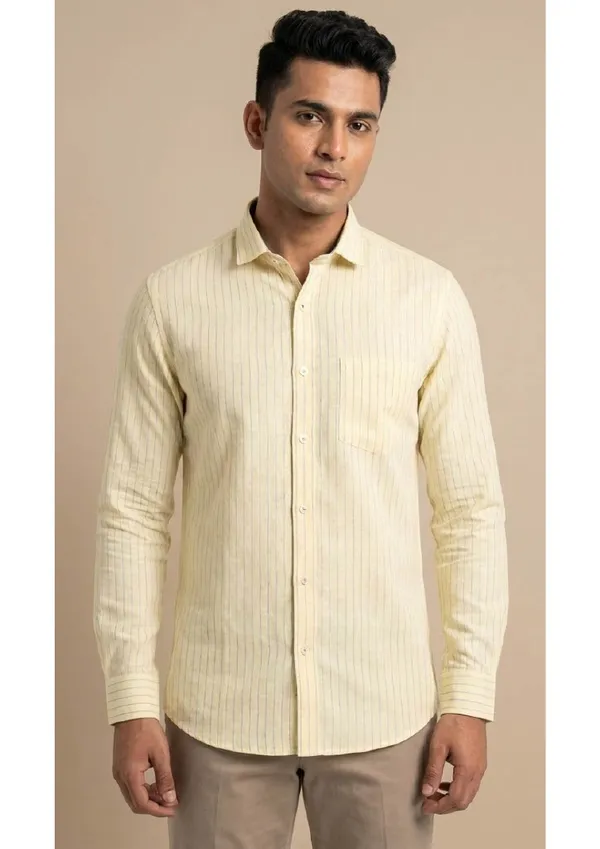 Title_Trends_Men's_Casual_Striped_Yellow_Slim_Fit_Shirt