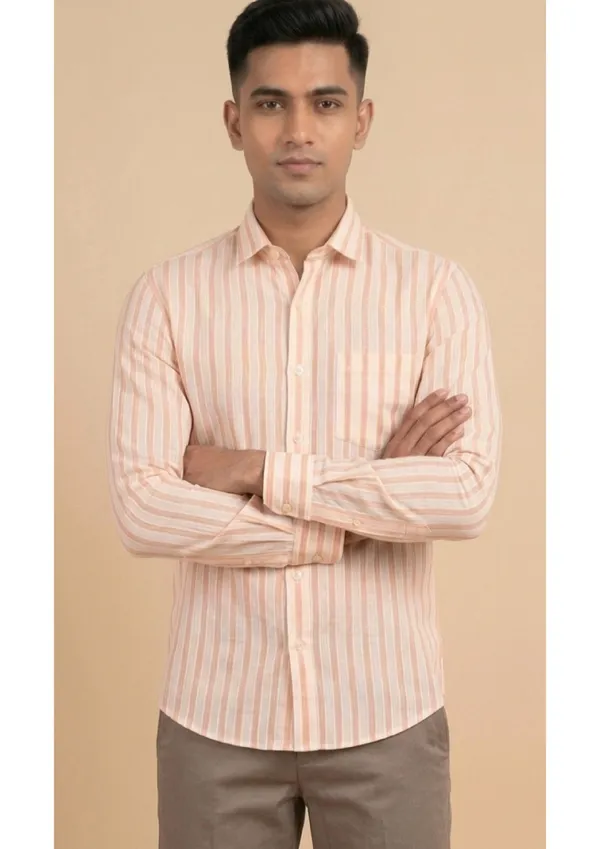 Title_Trends_Men's_Orange_and_White_Striped_Slim_Fit_Shirt