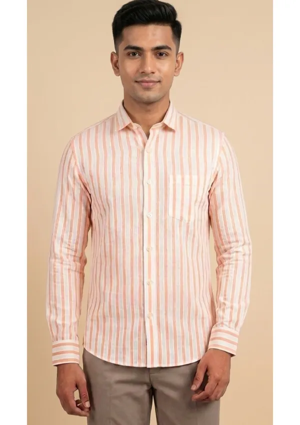 Title_Trends_Men's_Orange_and_White_Striped_Slim_Fit_Shirt