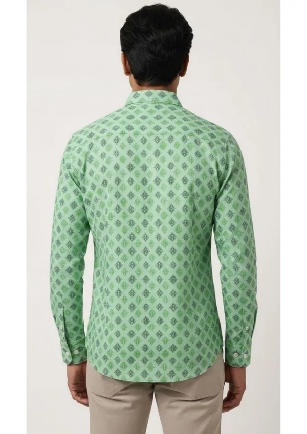Green_Polyester_Textu_Print_Slim_Fit_Shirt_For_Men