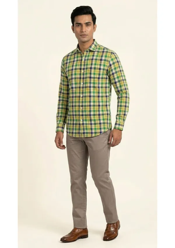 Title_Trends_Men's__Deep_Checked_Yellow_Slim_Fit_Shirt