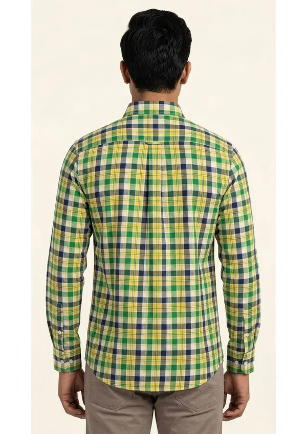 Title_Trends_Men's__Deep_Checked_Yellow_Slim_Fit_Shirt