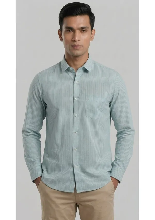 Title_Trends_Men's_Green_Slim_Striped_Slim_Fit_Shirt