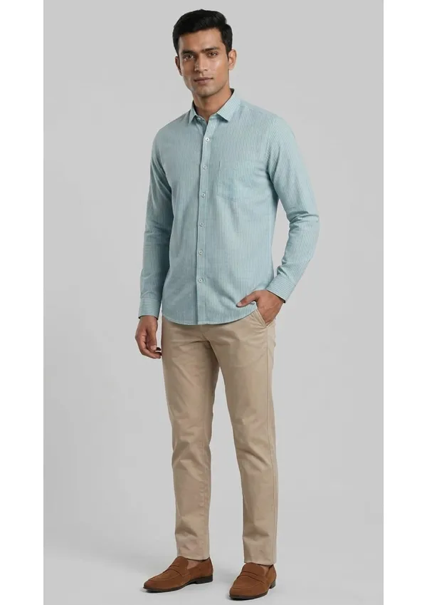 Title_Trends_Men's_Green_Slim_Striped_Slim_Fit_Shirt