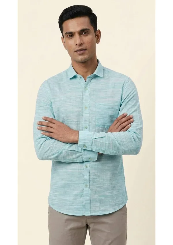 Title_Trends_Men's_Marine_Blue_Striped_Textured_Slim_Fit_Shirt
