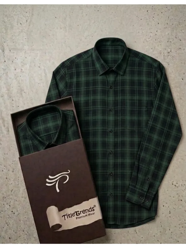 Title_Trends_Men's_Checked_Green_Full_Sleeves_Slim_Fit_Shirt