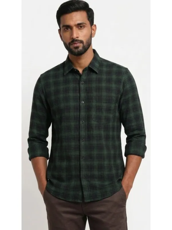 Title_Trends_Men's_Checked_Green_Full_Sleeves_Slim_Fit_Shirt