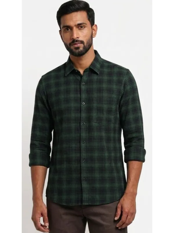Title_Trends_Men's_Checked_Green_Full_Sleeves_Slim_Fit_Shirt