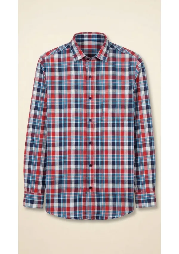 Title_Trends_Men's_Deep_Checked_Blue__Slim_Fit_Shirt