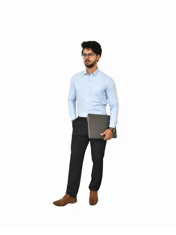 Title_Trends_Men's_Pure_Cotton_Light_Blue_And_Black_Slim_Fit_Full_Sleeves_Shirt