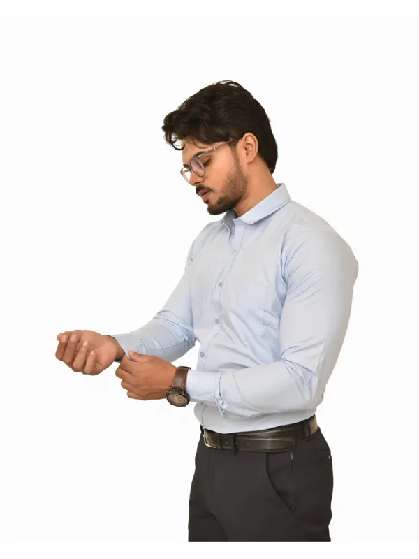 Title_Trends_Men's_Pure_Cotton_Light_Blue_And_Black_Slim_Fit_Full_Sleeves_Shirt
