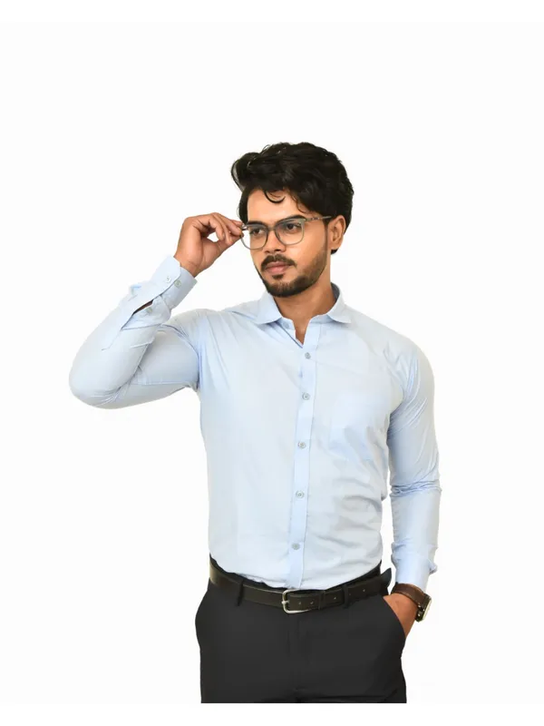 Title_Trends_Men's_Pure_Cotton_Light_Blue_And_Black_Slim_Fit_Full_Sleeves_Shirt
