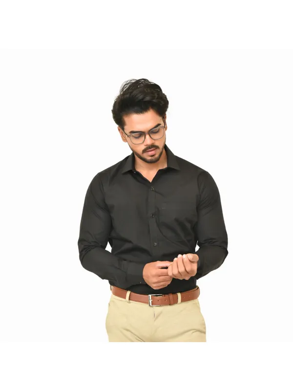 Title_Trends_Men's_Pure_Cotton_Light_Blue_And_Black_Slim_Fit_Full_Sleeves_Shirt
