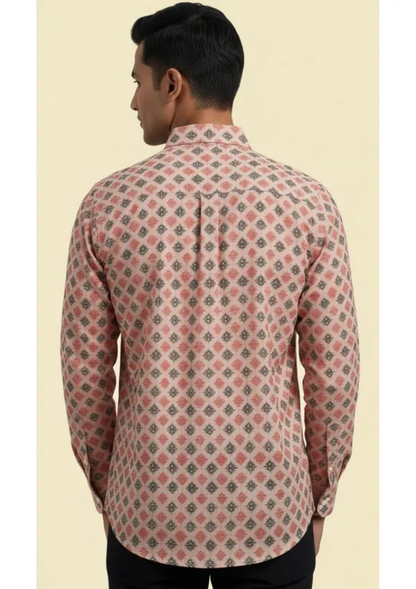 Pink_Polyester_Textu_Print_Slim_Fit_Shirt_For_Men