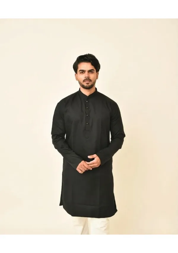 Royal_Black_Pure_Cotton_Solid_Royal_Kurta_For_Men