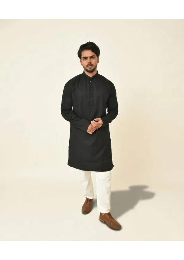 Royal_Black_Pure_Cotton_Solid_Royal_Kurta_For_Men
