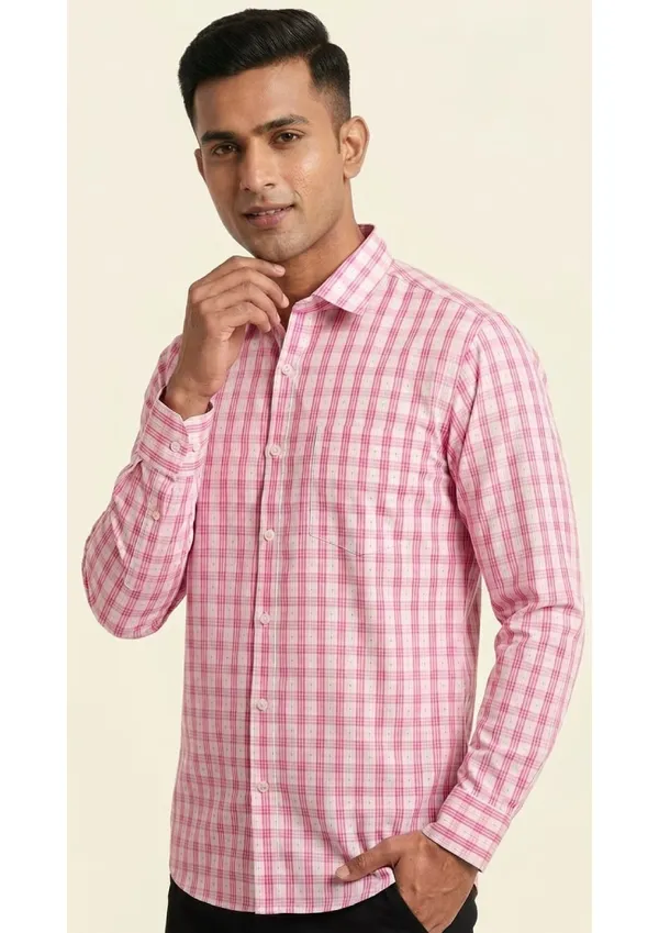 Title_Trends_Men's_Tri-_Checked_Pink_Skin_Fit_Shirt