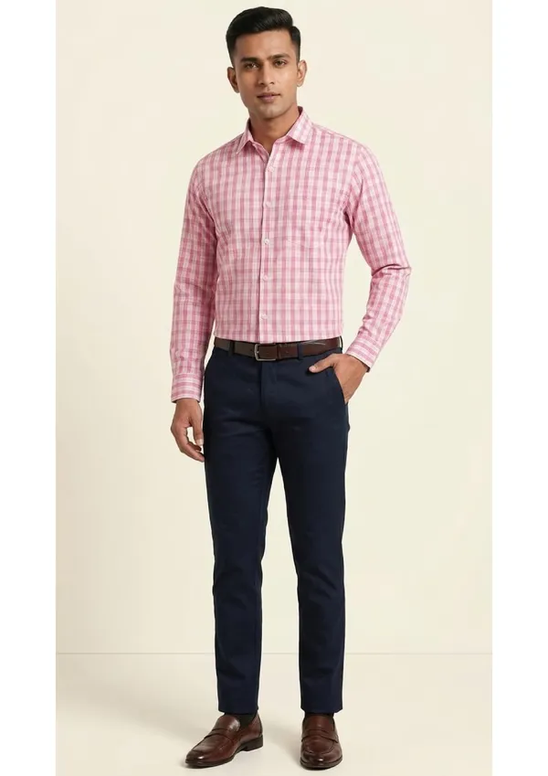 Title_Trends_Men's_Tri-_Checked_Pink_Skin_Fit_Shirt